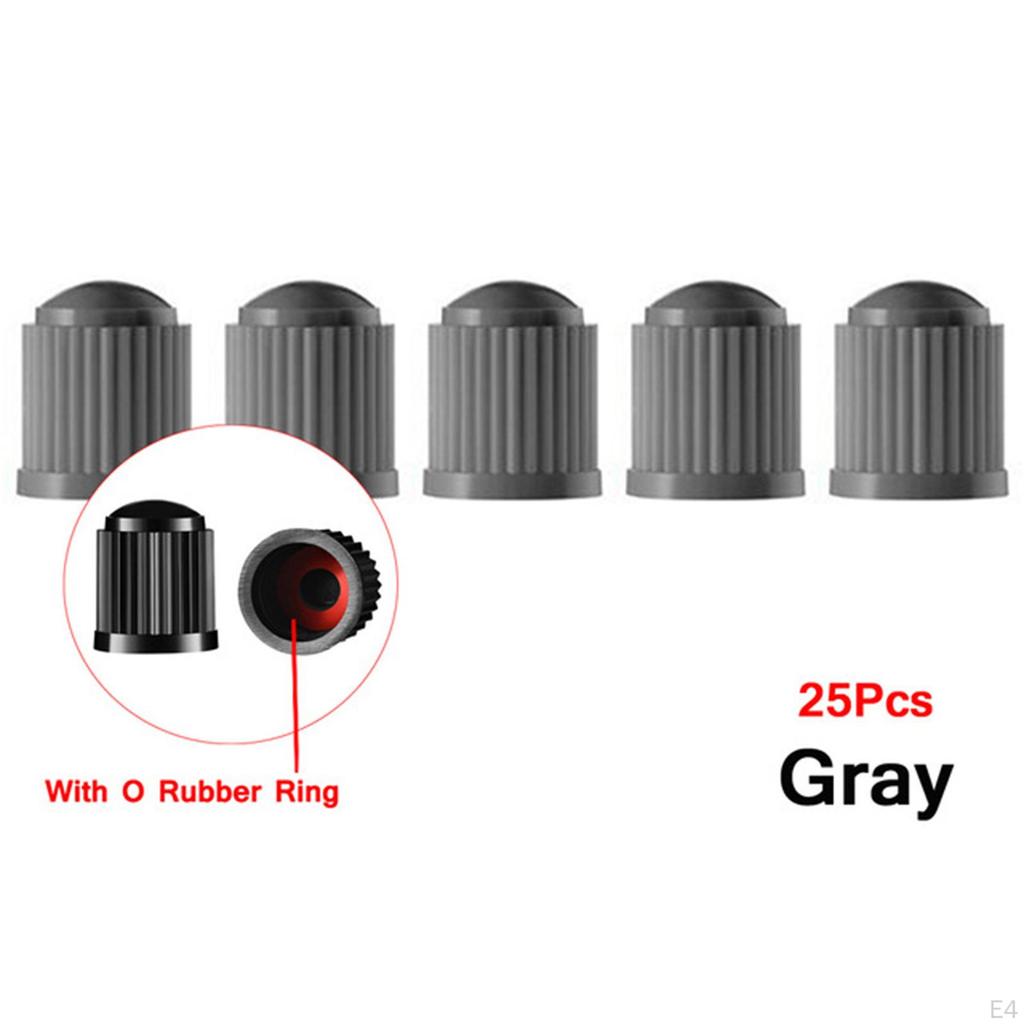 25 Pack Car Tire Valve Caps with Rubber Ring for Vehicle