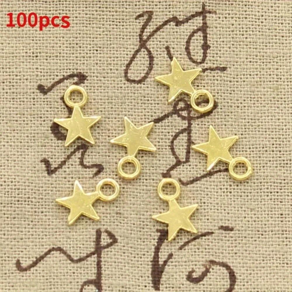 100pcs Charms Star 11x8mm Handmade Craft Pendant Making Fit, Vintage Tibetan Bronze Silver Color, DIY for Bracelet Necklace