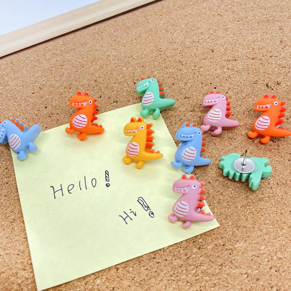 30 pcs Cute Dinosaur Decorative Push Pin Animal Thumbtack Photo Memo Note Drawing P Multi-Functional Pushpin Tool Cork Board Office Accessories