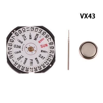 1Set Replacement Double Calendar Watch Quartz Movement For Vx43E Movement Vx43 Three-Pin Quartz Movement With Battery Parts