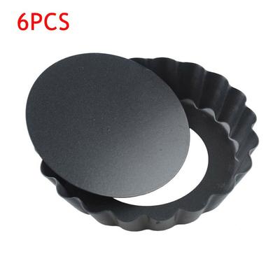 6 Pieces Non-Stick Mini Tart DIY Kitchen Tool Removable Bottom Round Baking Tray