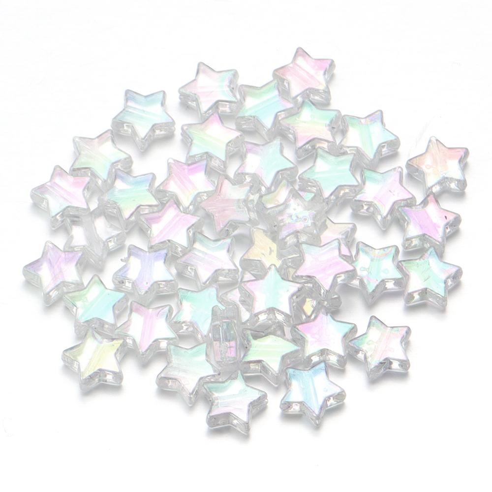 100pcs/Lot AB Plated Pentagram Star Acrylic Beads For Jewelry Making Five Pointed Star Beads DIY Bracelet Necklace Loose Beads