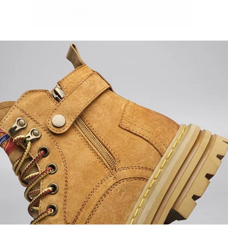 Men's High-Top Boots Genuine Leather Breathable Work Boots Trendy Autumn Winter Ankle Boot