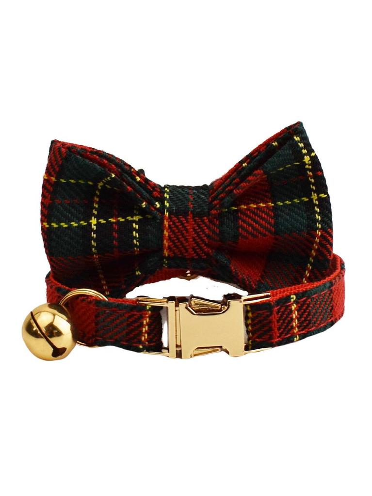 Plaid Bow Tie Pet Collar