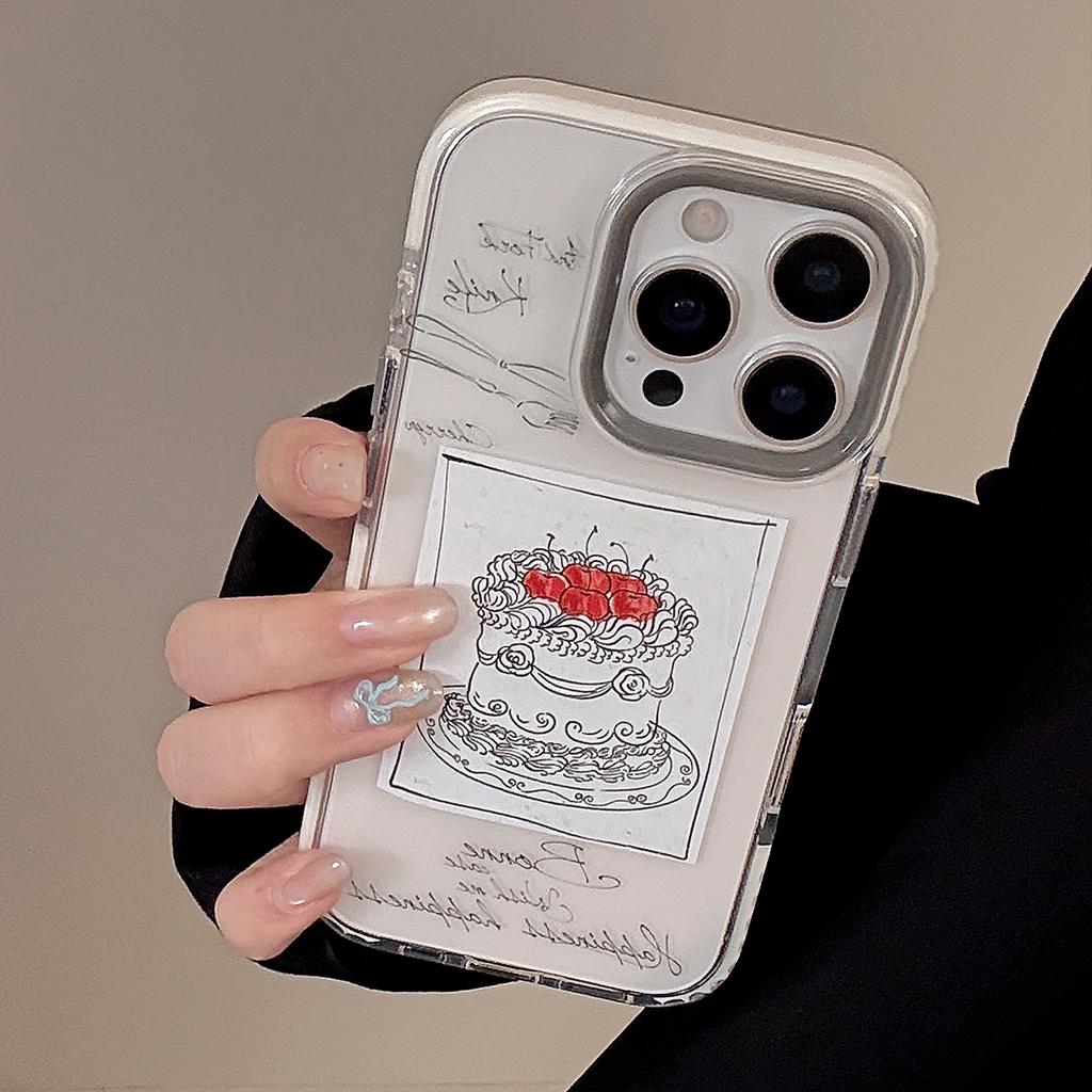 French Cake for IPhone15promax for Apple 16 Mobile Phone Case 17 High-end Hand-painted 13 Transparent 11 Soft