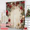2D flat printing 2pcs Merry Christmas Curtains Stars and pine branches Versatile Fabric Without Electricity Family Party Perfect