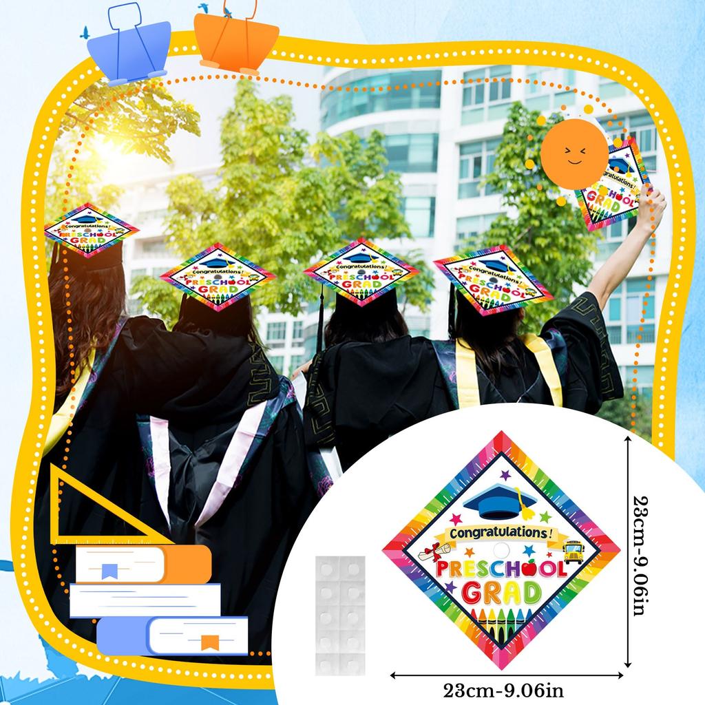 Graduation Season Party Decoration Headdress Colorful Graffitis Kindergarten Graduation Hat Decoration Card
