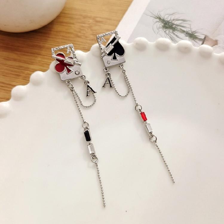 Trendy Long Tassels Earrings with Playing Cards Sweet Temperament Earring Accessories Fashion Jewelry for Women Girls