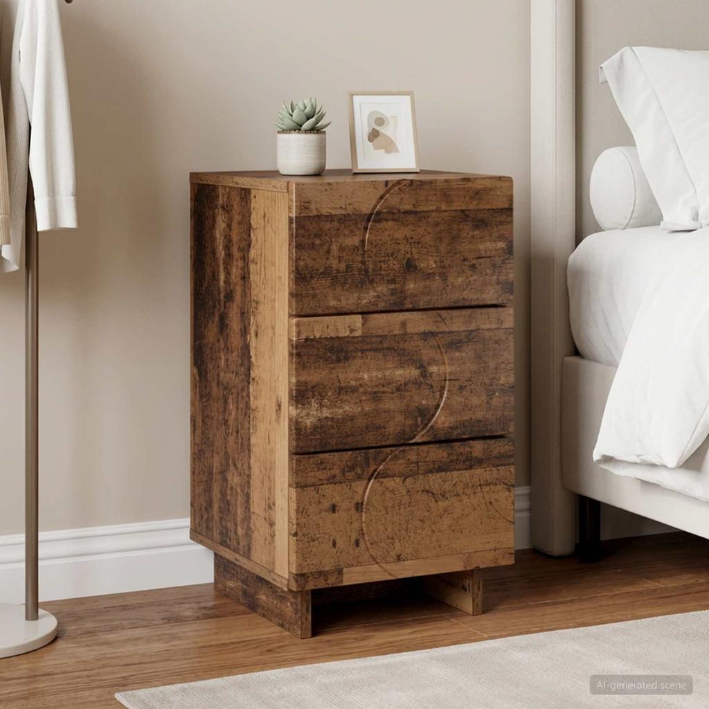 Nightstand Reclaimed Wood 33.5 x 34.5 x 60 cm Engineered Wood
