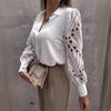 JKASHDK Women's Fashion Casual Spring Autumn Solid Color Print Long Sleeve POLO Neck Blouses & Shirts