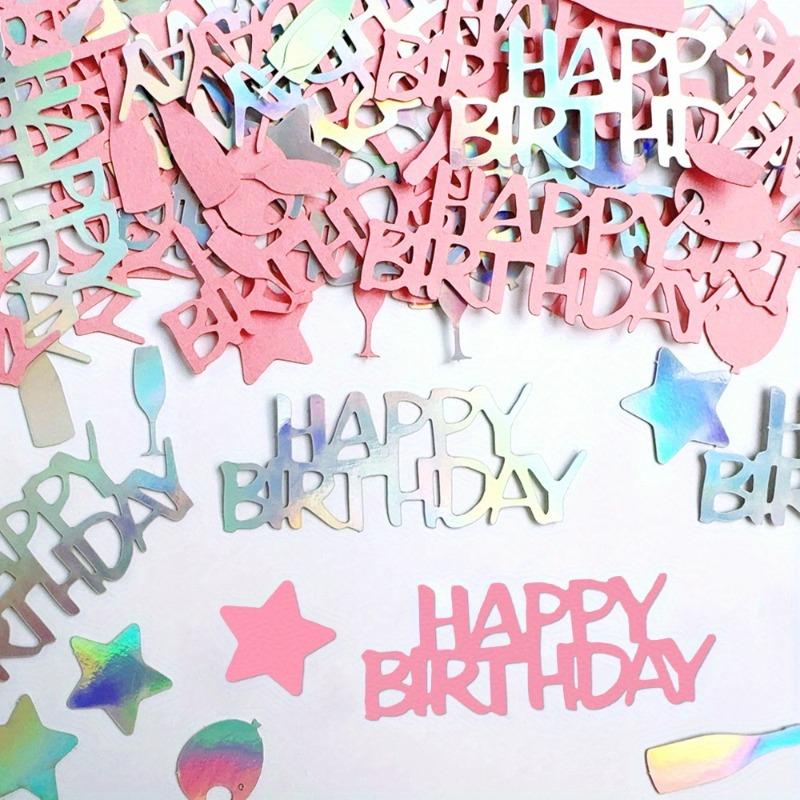 100pcs Colorful Birthday Confetti Decorations, Paper Balloon & Hat Cutouts, Festive Sprinkles for Party Table Scatter