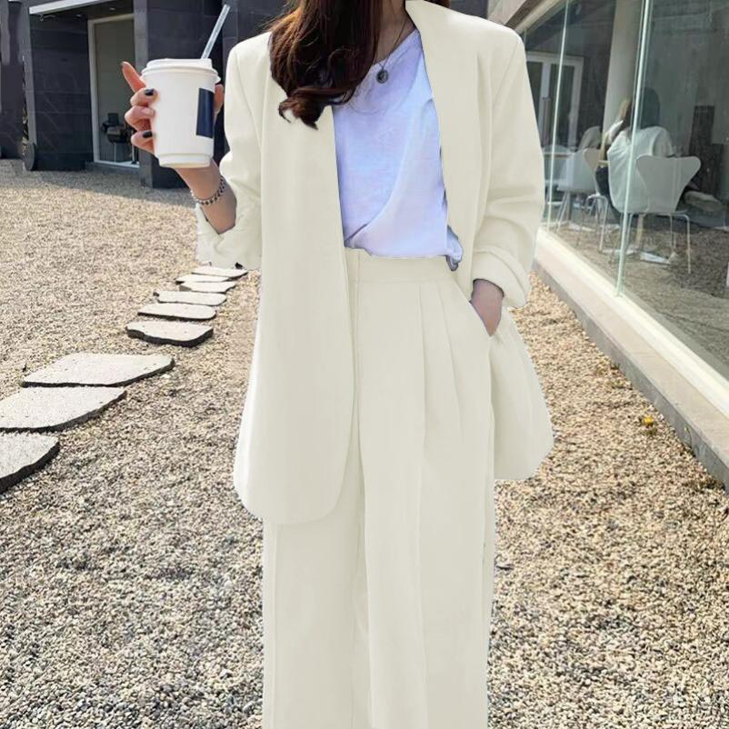 Wide-leg Pants Suit Suit Women's Spring and Autumn Fashion Temperament British Style Casual Fried Street Professional Small Suit