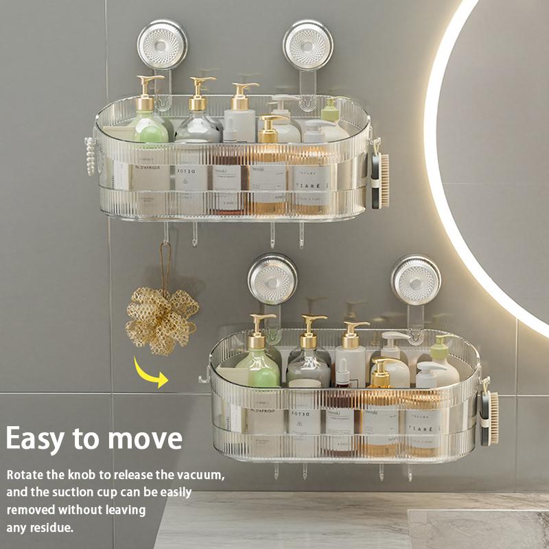 1PC Suction Cup Washbasin Storage Rack Self-Adhesive Bathroom Organizer No Drilling Required Punch-Free Installation