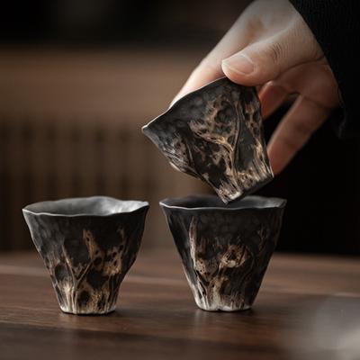Japoński styl wabi-sabi styl filiżanka do herbaty z motywem lotosu surowa ceramika zestaw do herbaty kung fu filiżanka do degustacji mała pojedyncza filiżanka filiżanka mistrzowska