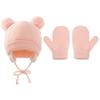 Baby Knit Gloves Hat Set Solid Color Autumn Winter Ear Protection Infant Toddler Beanie Cap for Girls Boys Cute Outdoor