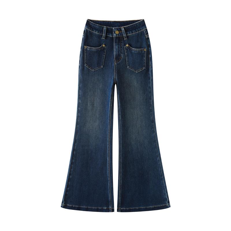 

7010 Retro Urban Style Micro-Flare Denim Pants - Autumn 2025 Collection 2XL (Waist 131-140 cm)