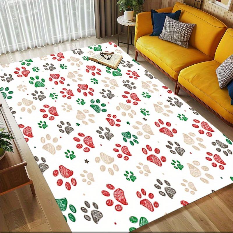 1pc Paw Prints Christmas Themed Rug for Home Decor, Non-slip Office Carpet, Chair mat, Outdoor Mat, Christmas and Halloween gifts-0731147