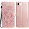 For iPhone 16e Wallet Case Rose Pattern Imprinted Leather Flip Stand Phone Cover