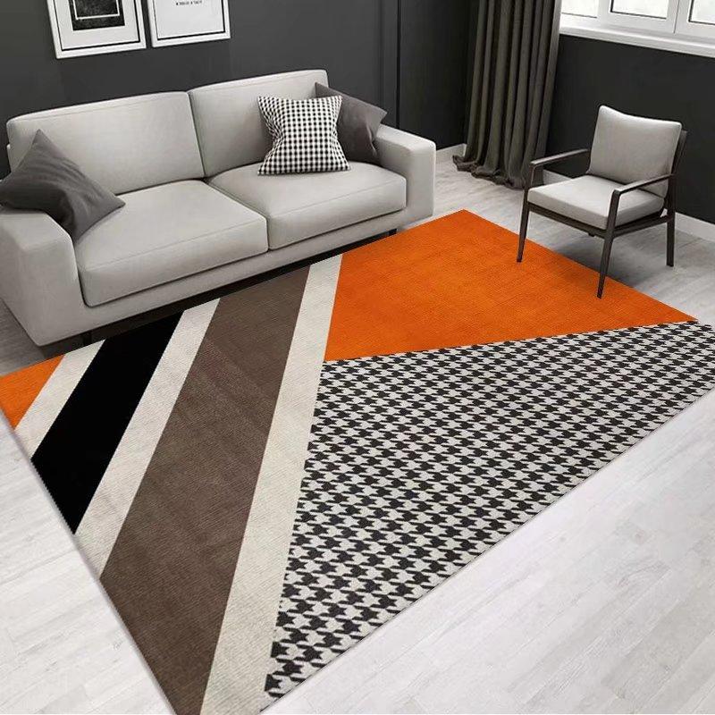 Soft Orange Living Room Carpet European Geometric Home Decoration Rug Washable Cloakroom Floor Mat Large Size Bedroom Rugs 2x3m