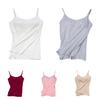 Lady Padded Adjustable Spaghetti Strap Tank Top Solid Color Comfortable Camisole