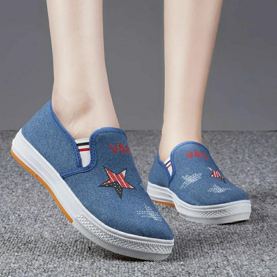 Vår og høst Gamle Beijing tøysko Kvinnelige Sklisikker lerretssko myk bunn Student Kvinnelige sko