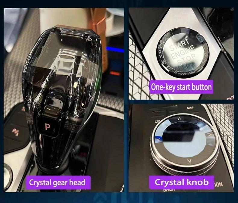 Manetă schimbător de viteze din cristal în 4 piese pentru BMW Seria 3 5 X3 X5 X6 F44 G20 G05 G06 G08 G30 6GT Automat Mâner schimbător de viteze din cristal
