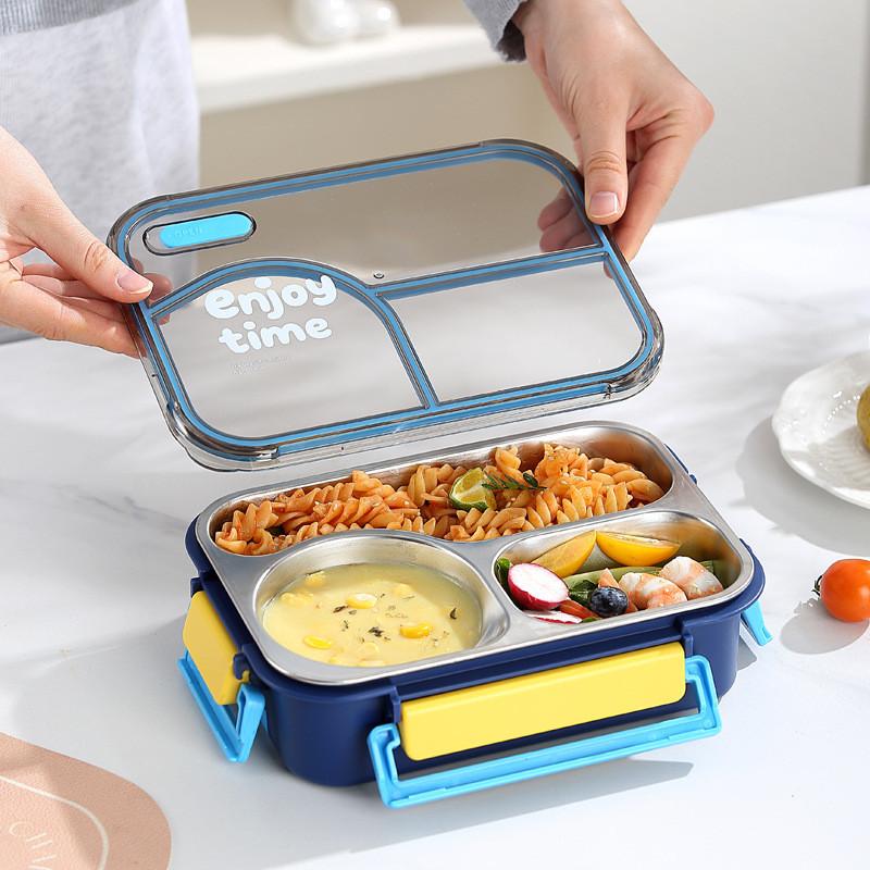 Food Grade 304 Stainless Steel Bento Box With Sealed Dividers For Lunch And Travel