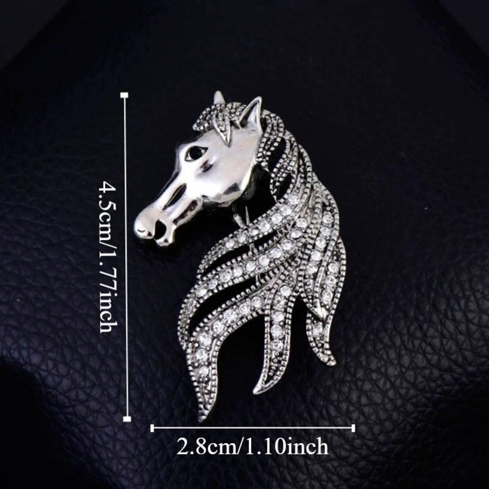 Elegant Retro Animal Brooch Crystal New Year Lapel Pin Fashion Vintage Horse Brooch  Men's Suit