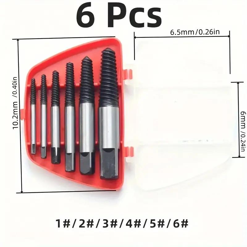 5/6Pcs Screw Extractor Metal Drill Bit Set Damaged Screws Remover Extractor Woodworking Tools Broken Bolt Water Pipe Extractor