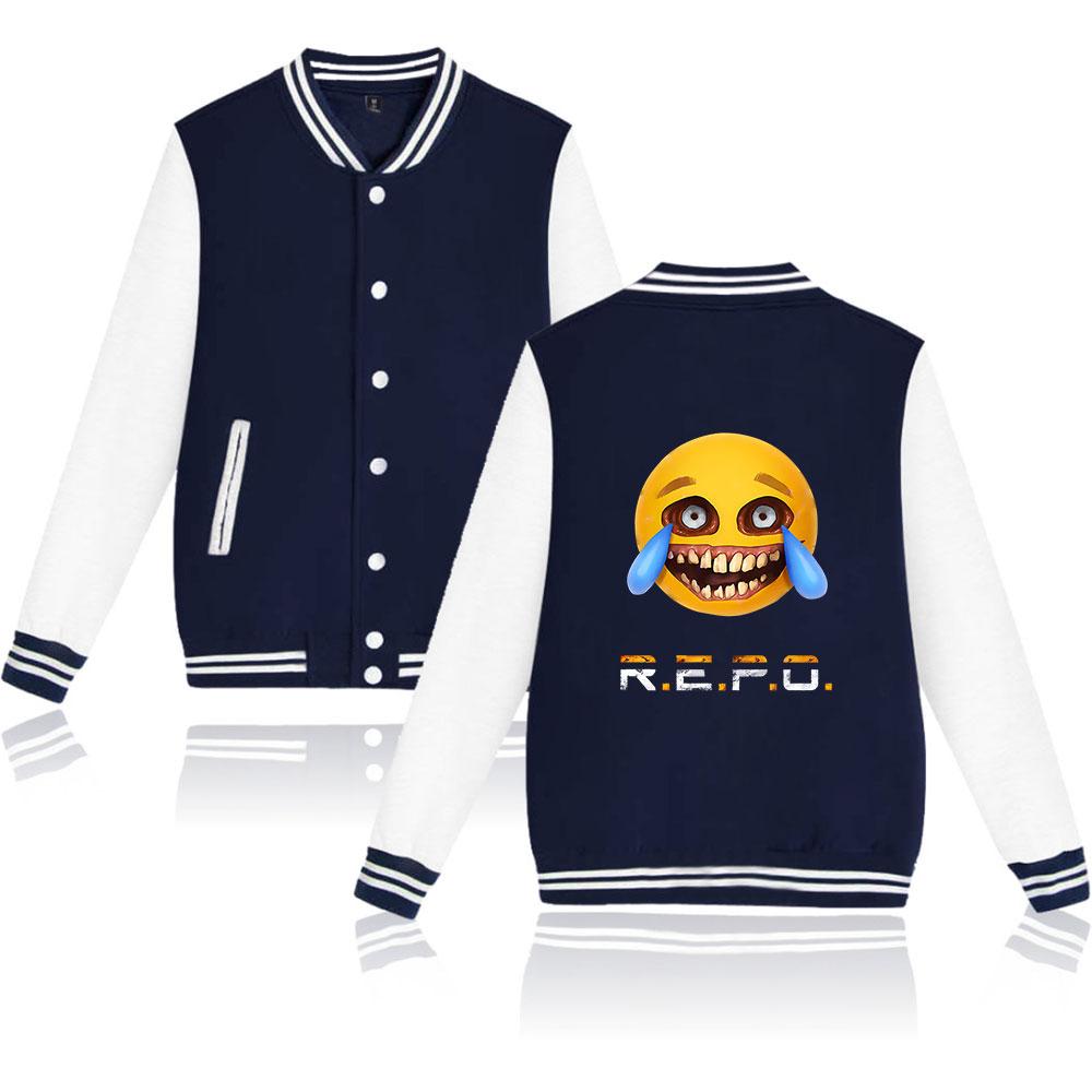Women Men's Jackets R.E.P.O Cartoon Printed Baseball Jacket Oversize Hip Hop Outerwear for College Couples Clothing Custom