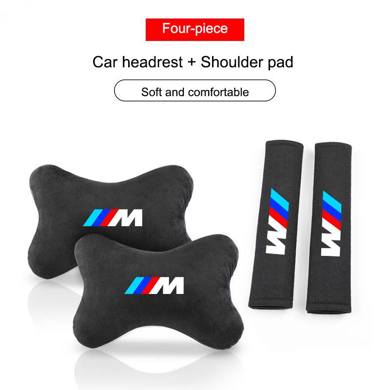 EAJN6 Car Seat Headrest Rest Neck Pillow Seat Belt Shoulder Pad Car Sticker for Bmw M G30 G32 3 4 5 7 M3 M4 M5 X3 X5 X6 X4 E61 E60 E31