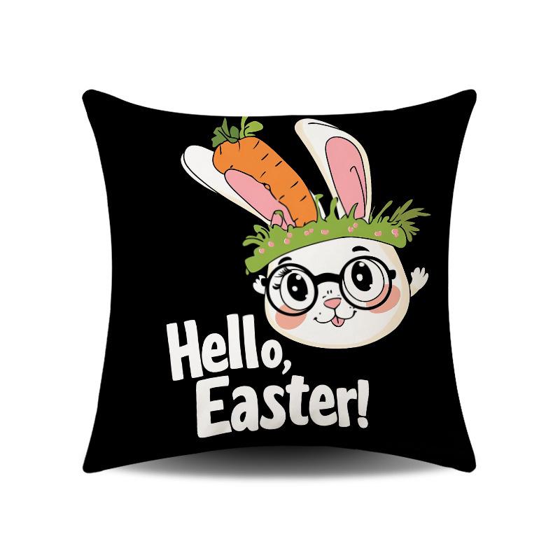 Easter Series Pillow Cover with Rabbit and Carrot Design