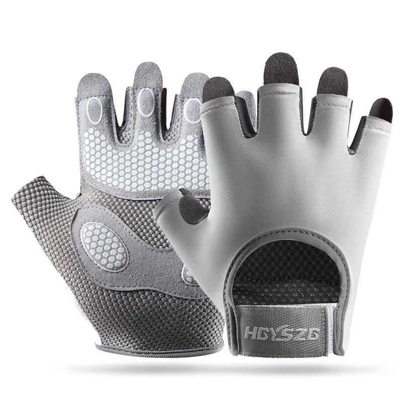 1 Par Sportshandskar Halvfinger Stötdämpande Halkfria Justerbara Kardborreband Slitstarka Unisex Andningsbara Träningscykelvantar