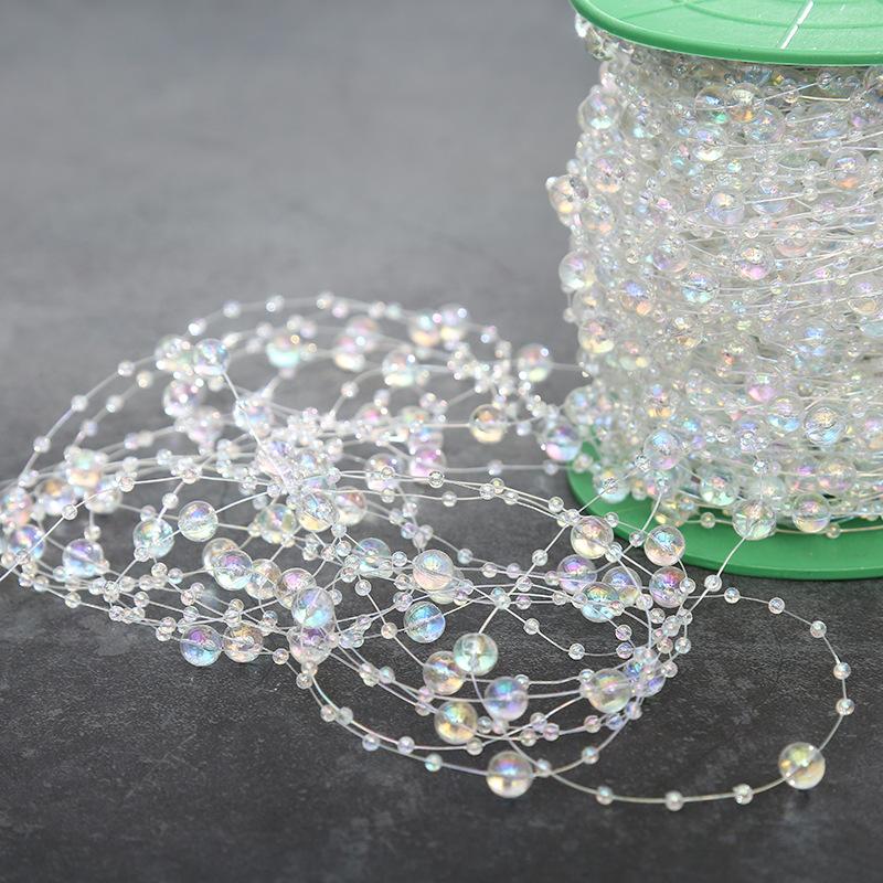 30/40/60m/1roll Imitation Pearl Fishing Line Chain Crystal Beads String Wedding Party Decoration DIY Christmas Tree Decor