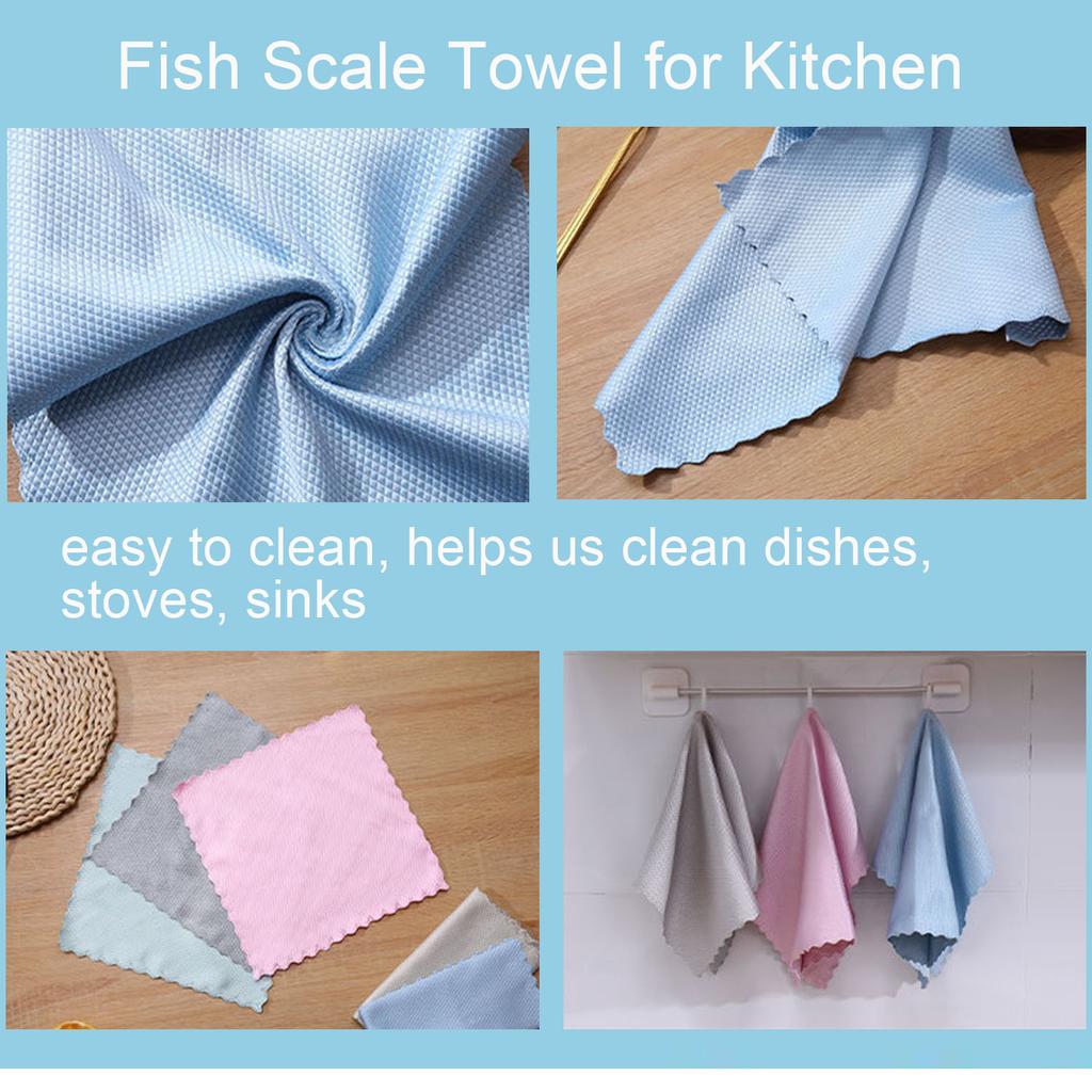 5 Pieces Of Microfiber Glass Cleaning Cloth Lint-free Window Car Kitchen Mirror No Trace Reusable Fish Scale Cloth Polishing