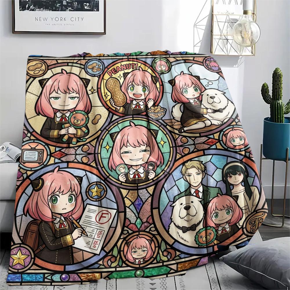 Anya Forger Flannel Blanket Print Style Cozy Warm Comfortable for Picnic Travel Bedroom Beds.-TING