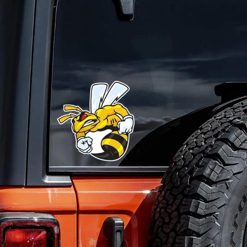 Waterdichte Statische Hechtende Autosticker Zonder Lijm Grappige Bloem Boze Wesp Decoratie Verwijderbare Autokunst Voor Achterbumper