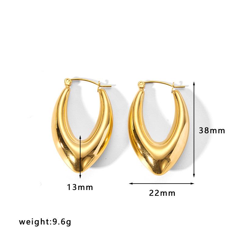Gold Color Stainless Steel Hoop Earrings For Women Ear Drop Stud