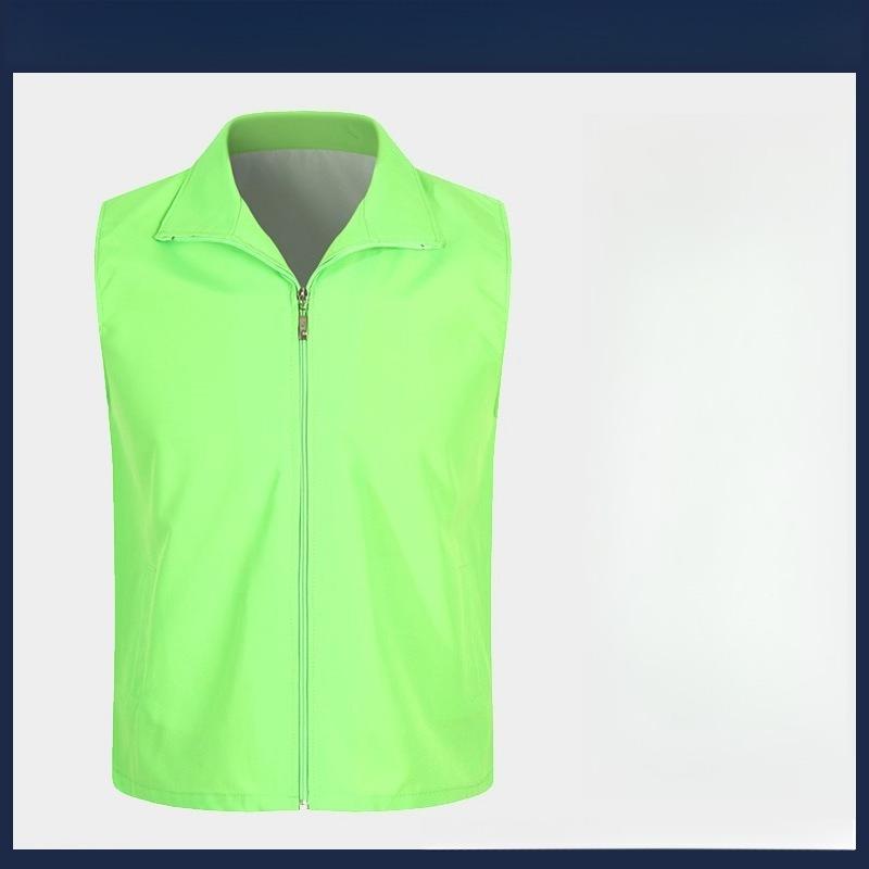 Lapel Sleeveless Pockets Zipper Placket Mesh Lining Outdoor Vest Volunteer Bright Color Slim Fit Work Waistcoat