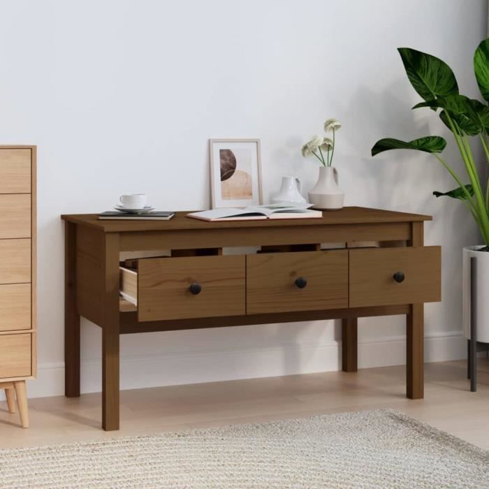 VidaXL Table basse Marron miel 102x49x55 cm Bois massif de pin 820944