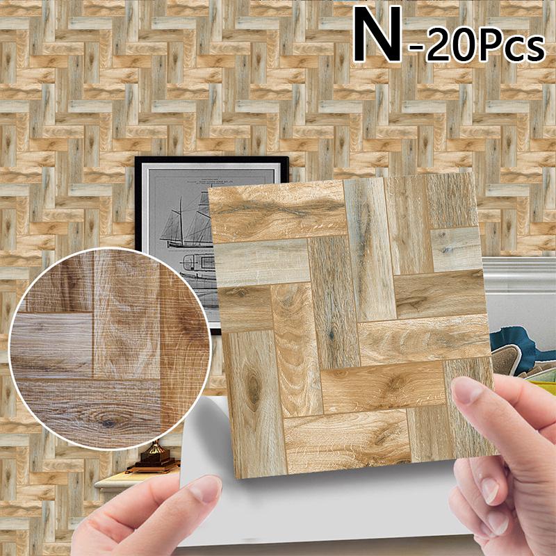 20db 10*10cm fali matrica tapéta PVC öntapadós fa erezetű kerámia csempe Lakásdekoráció