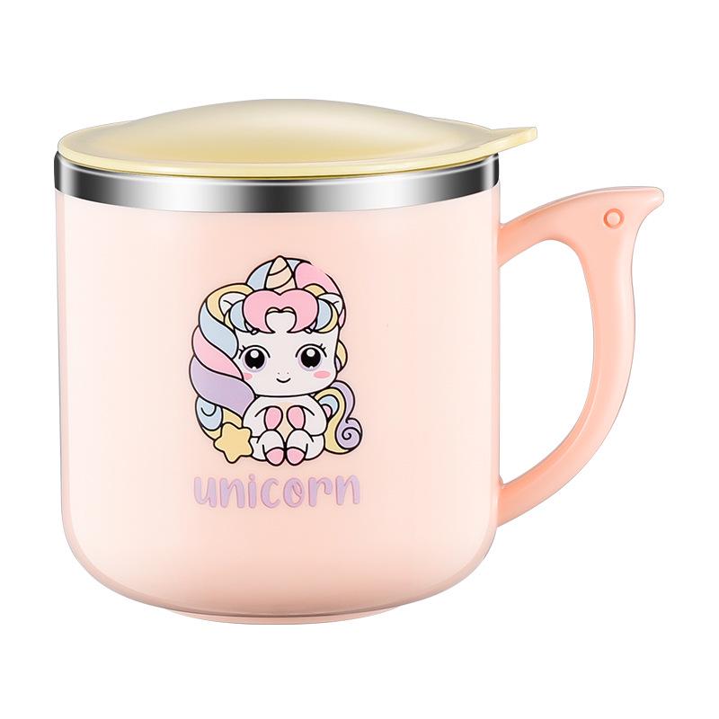 304 Stainless Steel Leak-Proof Insulated Kids' Water Cup with Lid and Cartoon Design