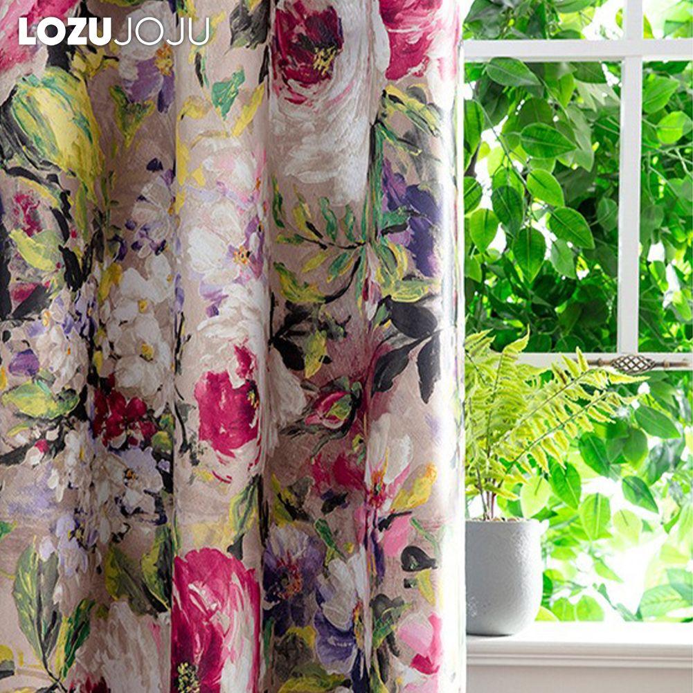 1PC LOZUJOJU 70-80% Blackout Countryside Style Oil Colored Floral Print High-quality Blackout Curtains for Bedroom Living Room Window for Home Decor