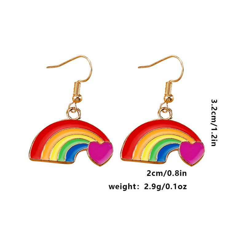 Colorful Alloy Rainbow Flag Love Earrings