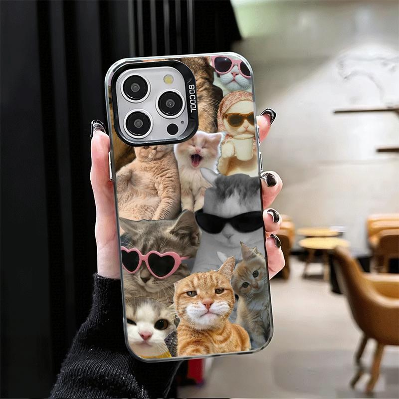 Crying Cats Combine Memes Soft Phone Case for iPhone 15 16 17 Pro Max 17Air 16E 14 Plus 13 12 Mini Shockproof Cover Back Shell