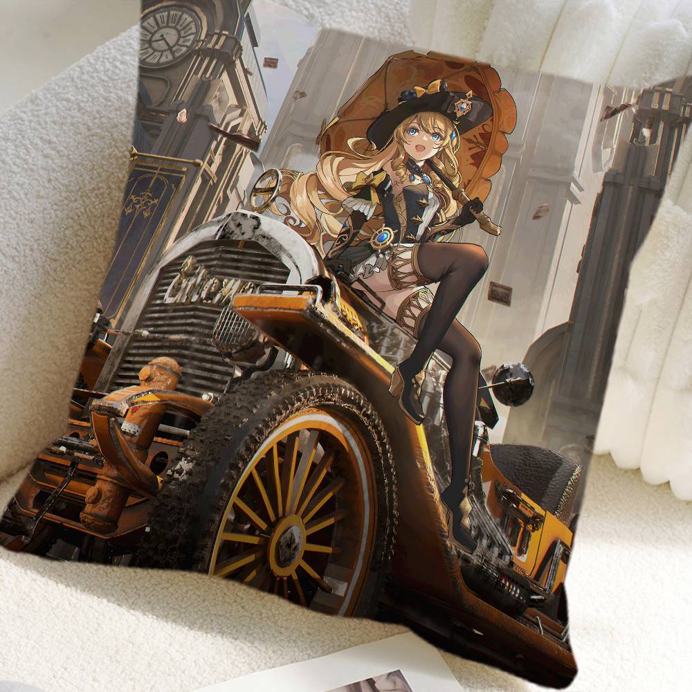 Game Genshin Impact Navia Pillow Case Square Pillow Bedroom Sofa Leisure Comfort Cushion Car Home Decoration