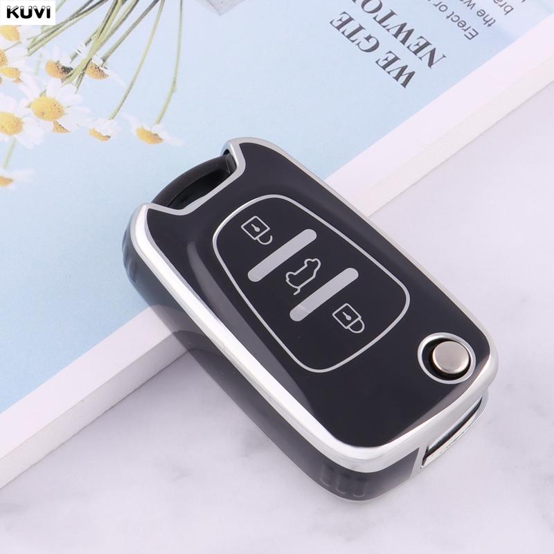 Golden TPU Car Flip Key Case Cover For Hyundai I20 I30 Ix20 Ix35 Elantra Accent For KIA Sportage Rio 3 Soul Optima Ceed K5 K2