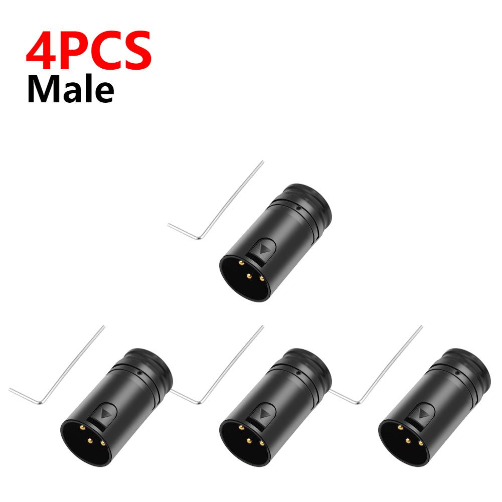 1-5PCS Male To Male/Female To Female XLR Audio Gold Plated Connector Plug with Wrench Black Shell 3 Pin XLR Solder Connector