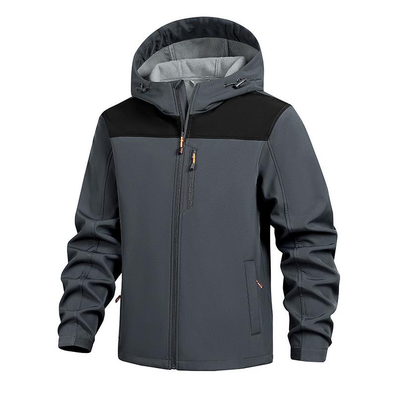 Men's Lightweight Softshell Jacket Fall Winter Fleece Lined Hooded Waterproof Hiking Outdoor Jackets Hooded Coats for Men Work Jacket with Pockets
