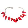 Italian Red Coral Gemstone Handmade 925 Sterling Silver Bracelet 7-8" GK-7654